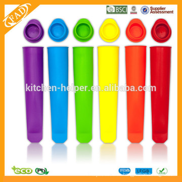 Molde de Popsicle del helado del silicón de Eco libre del BPA / moldes del Popsicle del silicón